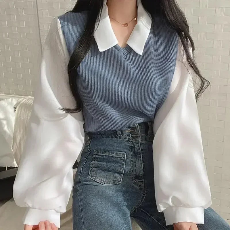 Korean Y2K Polo Blouse