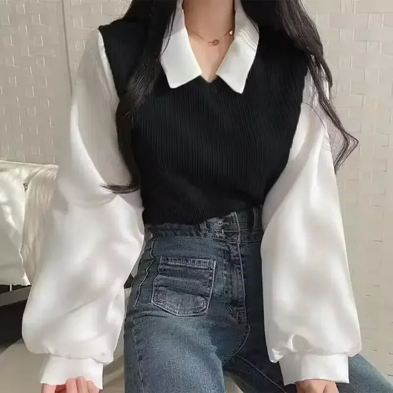 Korean Y2K Polo Blouse