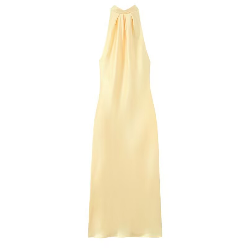 Satin Halter Midi Dress