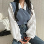 Korean Y2K Polo Blouse