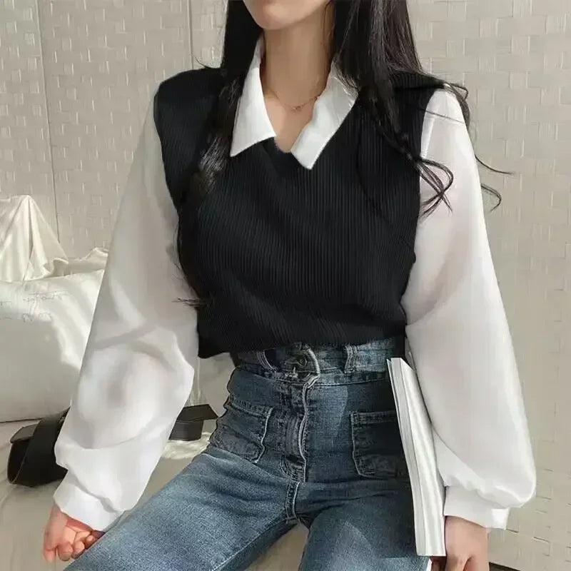 Korean Y2K Polo Blouse