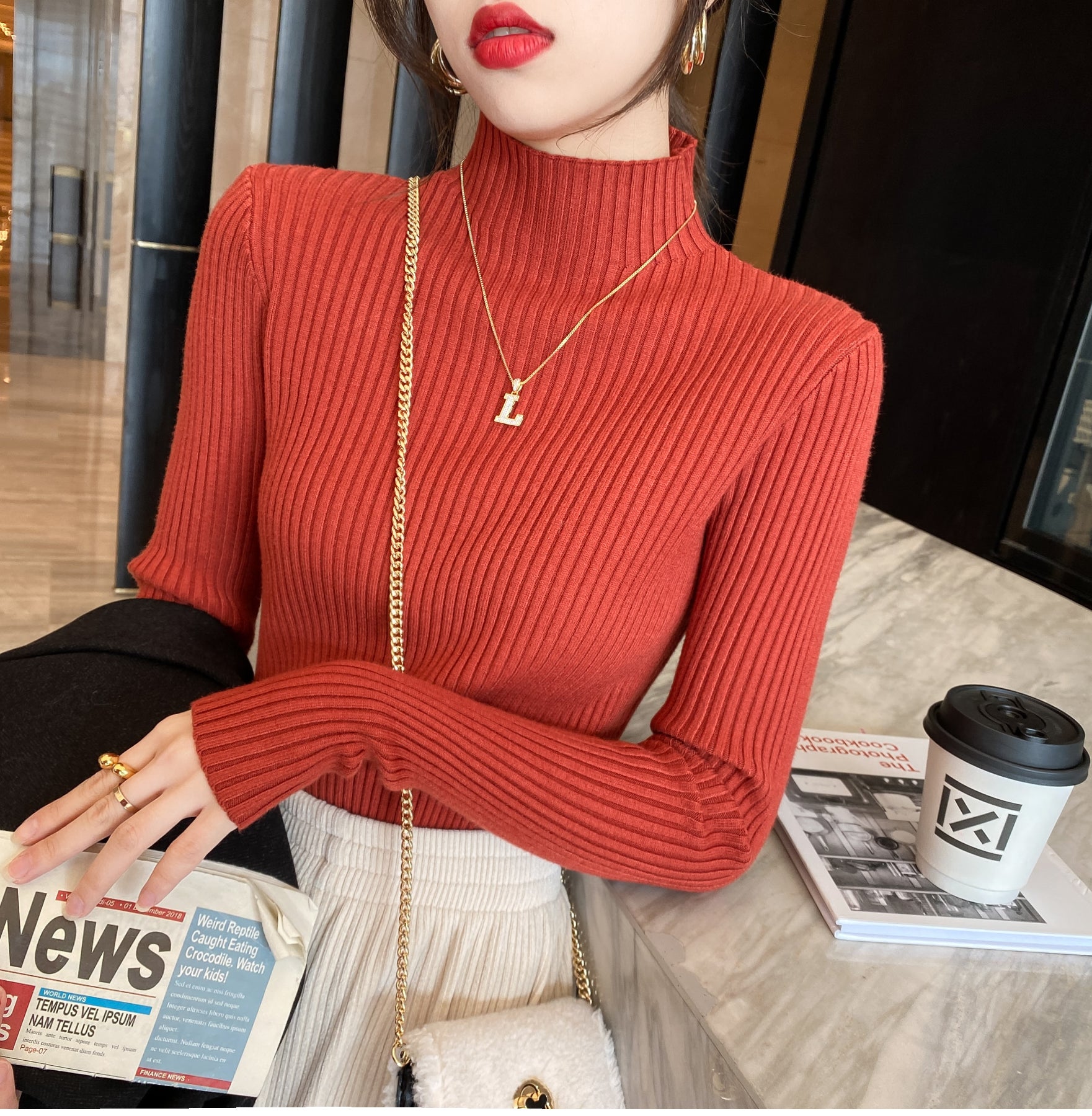 Turtleneck Knit Sweater